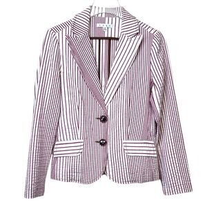 CAbi the Captain’s Jacket Striped Seersucker Blazer in Red & White Women’s Sz. 4